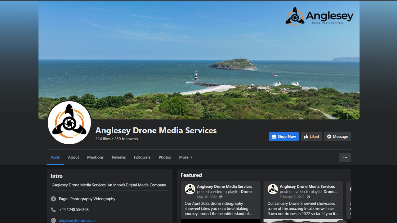 Anglesey Drone Media Services Facebook Page Setup image 1