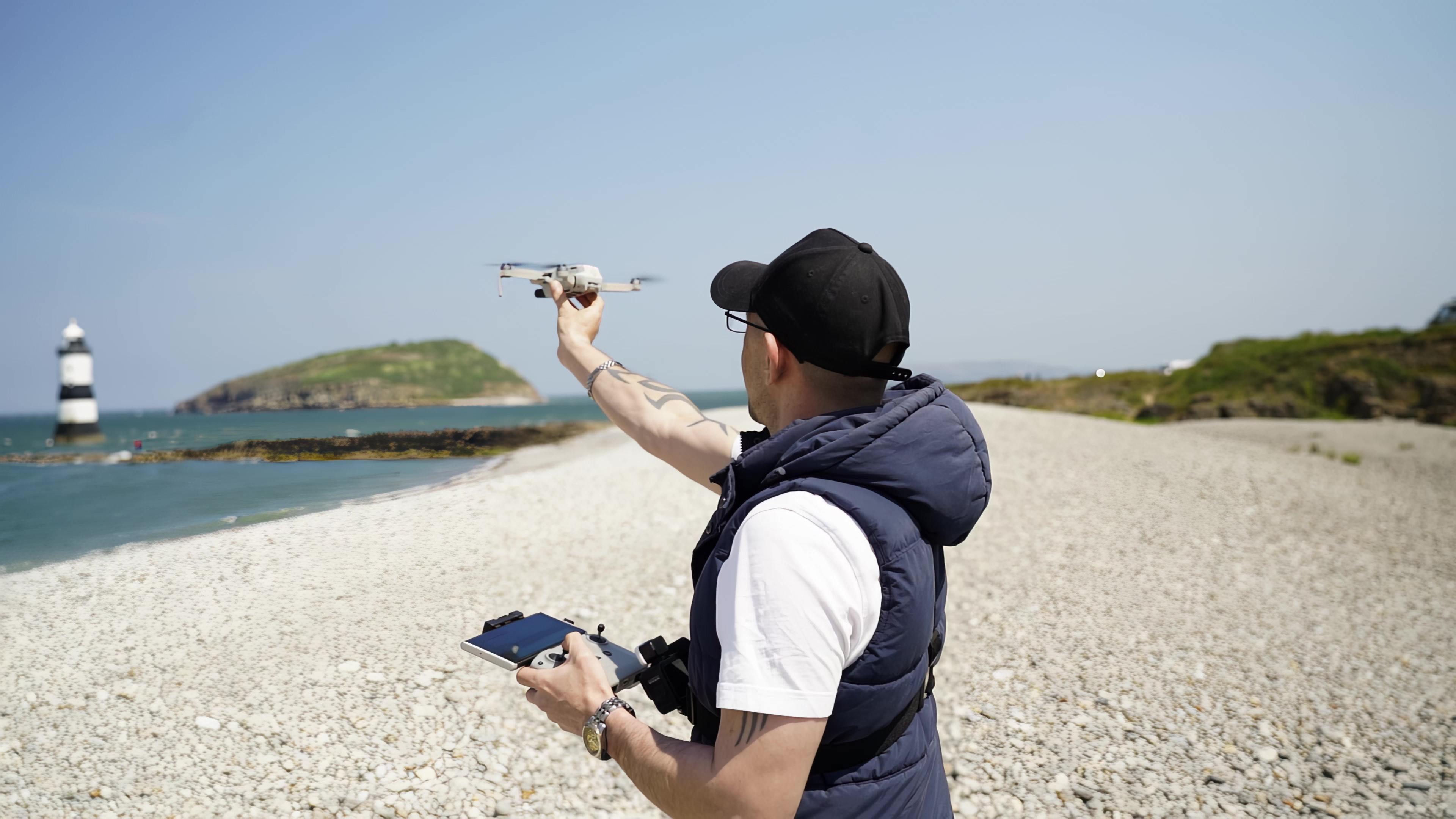 Filming drone footage on Anglesey, North Wales