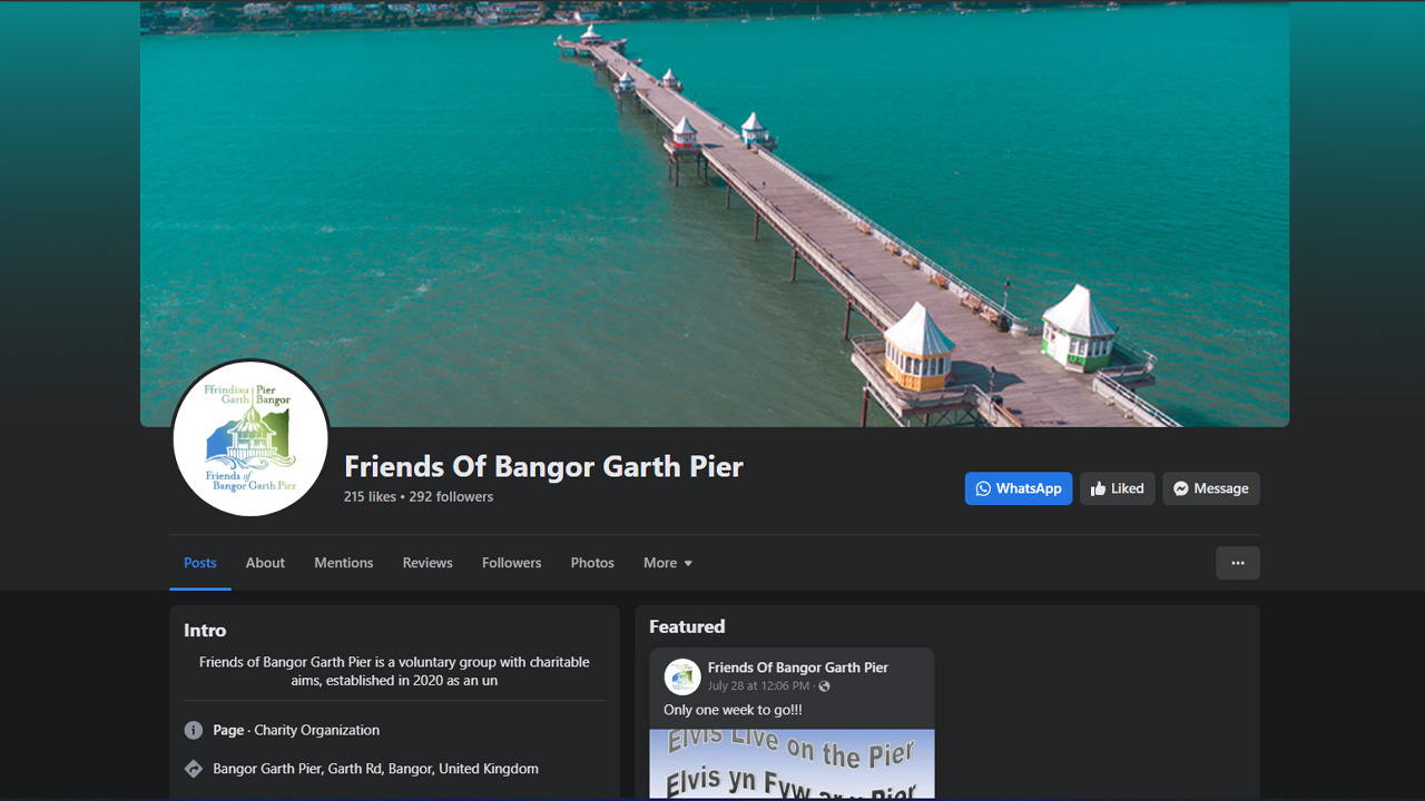 Friends of Bangor Garth Pier Facebook Page Setup