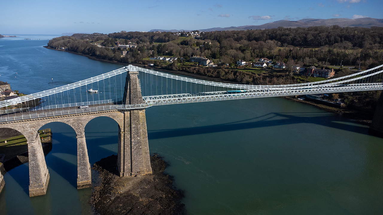 Menai Bridge By Drone, Bangor, North Wales
