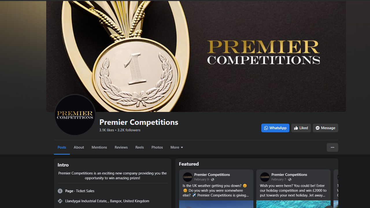 Premier Competitions Facebook Page Setup